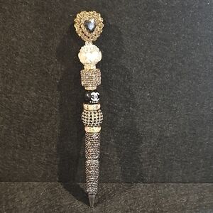 Black and Silver Beaded Pen